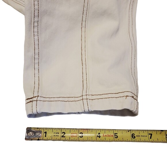 PACSUN Elastic Waist Cargo Ankle high rise pants Jeans Ivory skater S women's - Picture 4 of 10